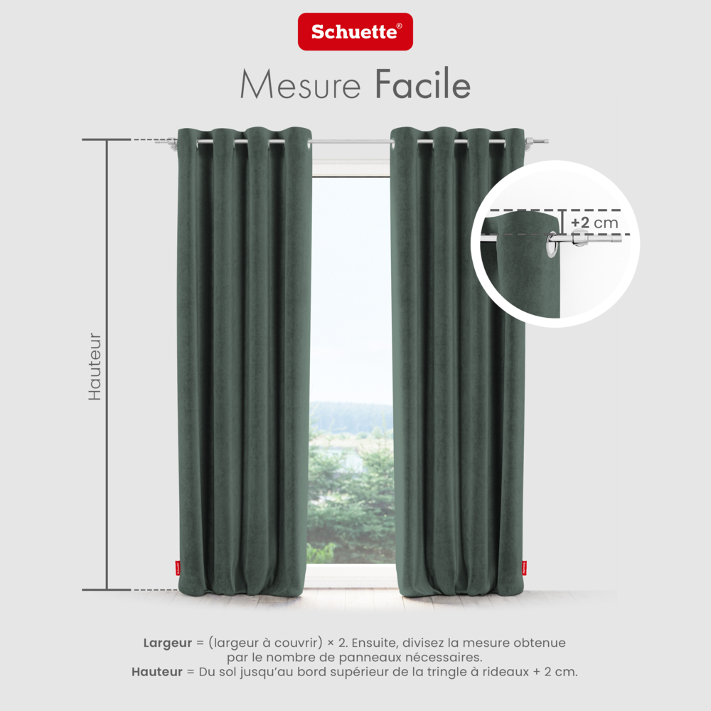 Schuette® Verdunkelungs-Vorhang Gardine mit Ösen nach Maß ● Millenium Velvet Kollektion: Isle of Pines (Dunkelgrün) ● 1 Stück ● Knitterfrei Pflegeleicht Thermo Blickdicht & stark Abdunkelnd
