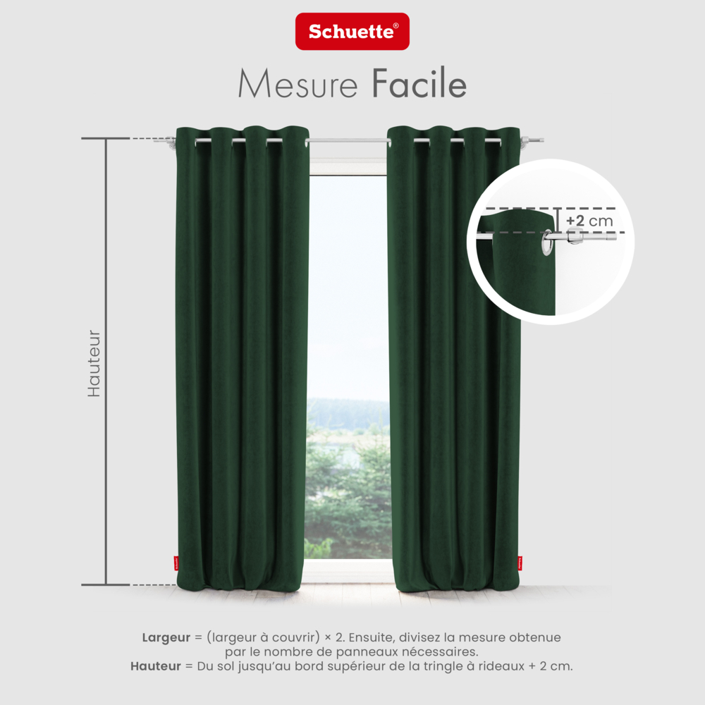 Schuette® Verdunkelungs-Vorhang Gardine mit Ösen nach Maß ● Millenium Velvet Kollektion: Dark Forest (Dunkelgrün) ● 1 Stück ● Knitterfrei Pflegeleicht Thermo Blickdicht & stark Abdunkelnd