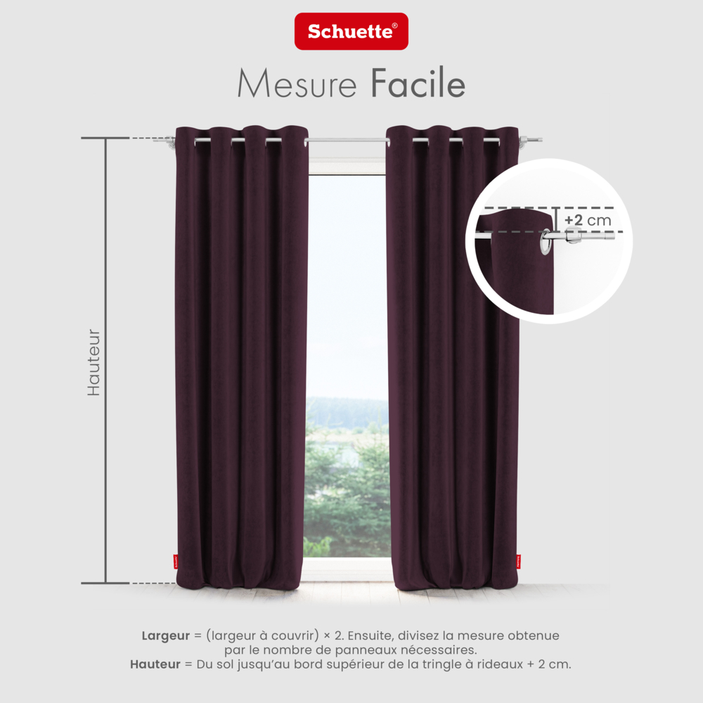 Schuette® Verdunkelungs-Vorhang Gardine mit Ösen nach Maß ● Millenium Velvet Kollektion: Plum (Purple) ● 1 Stück ● Knitterfrei Pflegeleicht Thermo Blickdicht & stark Abdunkelnd