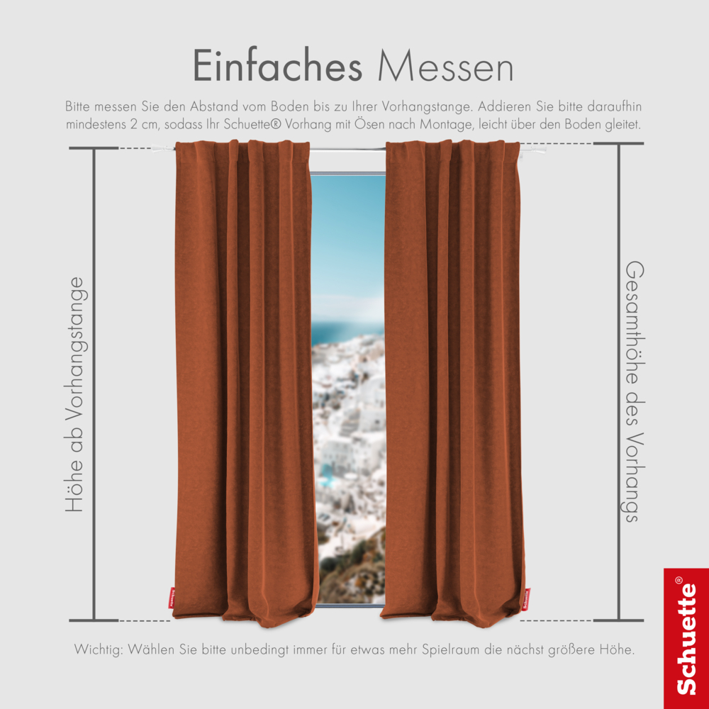 Schuette® Verdunkelungs-Vorhang Gardine mit Tunnelband nach Maß ● Millenium Velvet Kollektion: Marmalade (Orange) ● 1 Stück ● Knitterfrei Pflegeleicht Thermo Blickdicht & stark Abdunkelnd