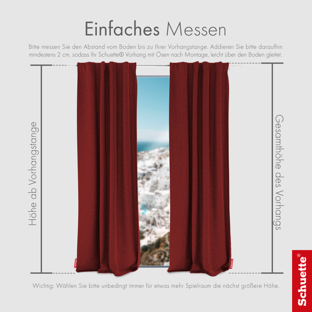Schuette® Verdunkelungs-Vorhang Gardine mit Tunnelband nach Maß ● Millenium Velvet Kollektion: Sangria (Rot) ● 1 Stück ● Knitterfrei Pflegeleicht Thermo Blickdicht & stark Abdunkelnd