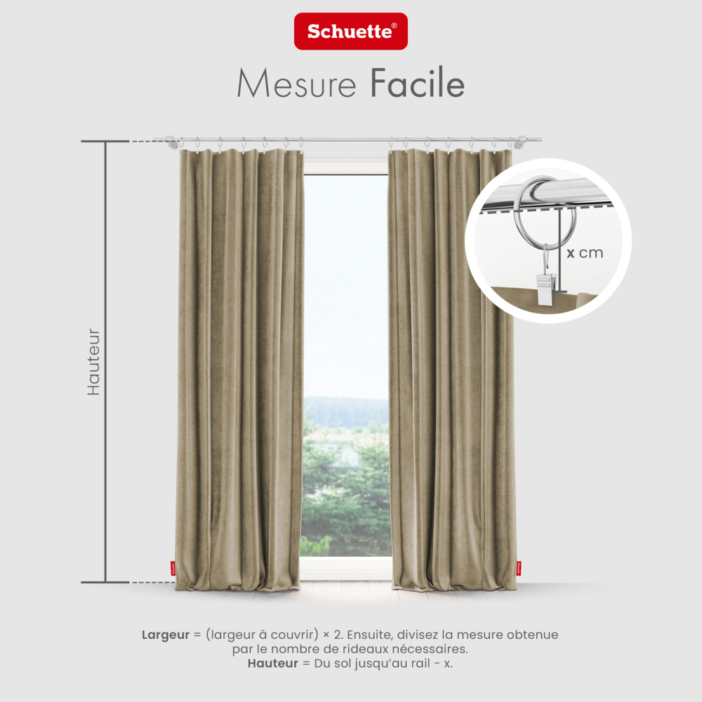Schuette® Verdunkelungs-Vorhang Gardine mit Tunnelband nach Maß ● Millenium Velvet Kollektion: Brown Teddy (Beige) ● 1 Stück ● Knitterfrei Pflegeleicht Thermo Blickdicht & stark Abdunkelnd
