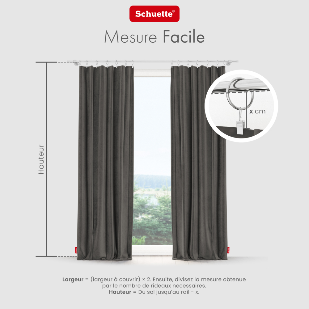 Schuette® Verdunkelungs-Vorhang Gardine mit Tunnelband nach Maß ● Millenium Velvet Kollektion: Great Wolf (Grau) ● 1 Stück ● Knitterfrei Pflegeleicht Thermo Blickdicht & stark Abdunkelnd