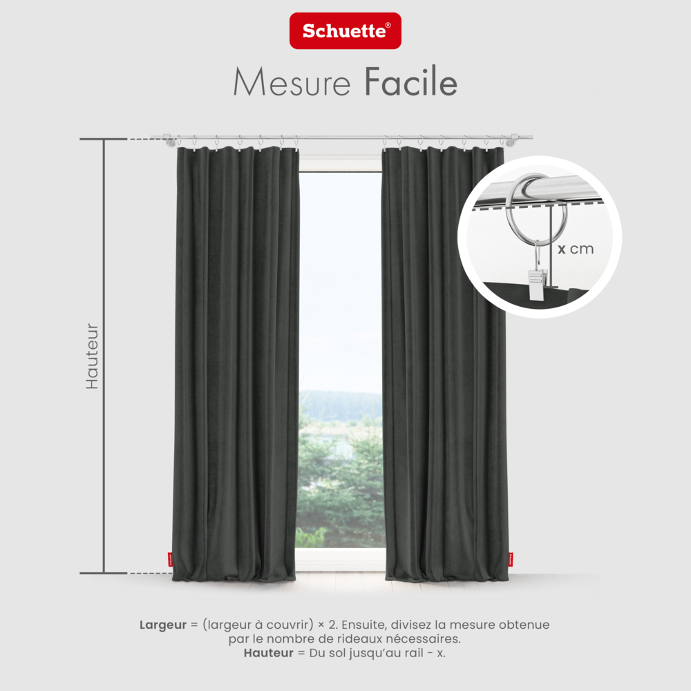 Schuette® Verdunkelungs-Vorhang Gardine mit Tunnelband nach Maß ● Millenium Velvet Kollektion: Dark Shadow (Grau) ● 1 Stück ● Knitterfrei Pflegeleicht Thermo Blickdicht & stark Abdunkelnd