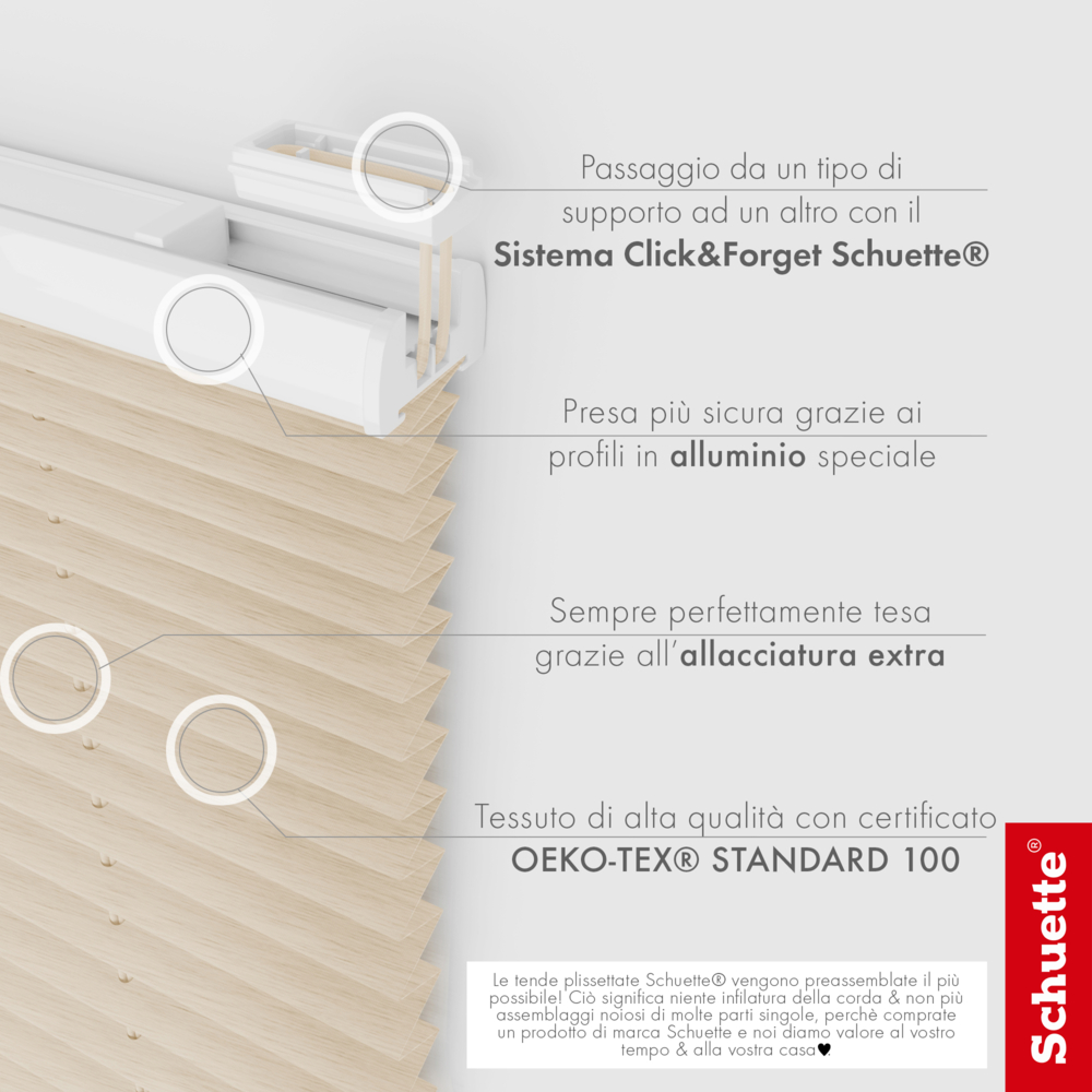 Schuette® Plissee mit Bohren nach Maß • Suprafix Halterungen “Mit Bohren” •  Dolomite Kollektion: Wet Stand (Beige) • Profilfarbe: Weiß