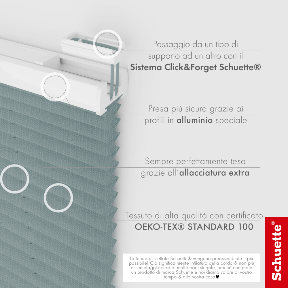 Schuette® Plissee mit Bohren nach Maß • Suprafix "Double 2in1" Schraub- & Klemmhalter • Melange Kollektion: Rocky Mountain (Grau) • Profilfarbe: Silber