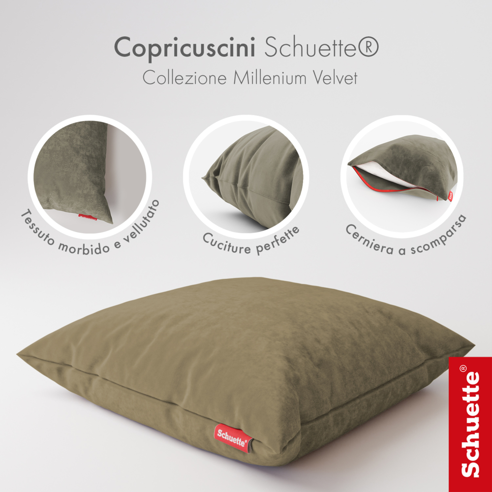 Caratteristiche delle fodere per cuscini decorativi Schuette: tessuto, cuciture e cerniera