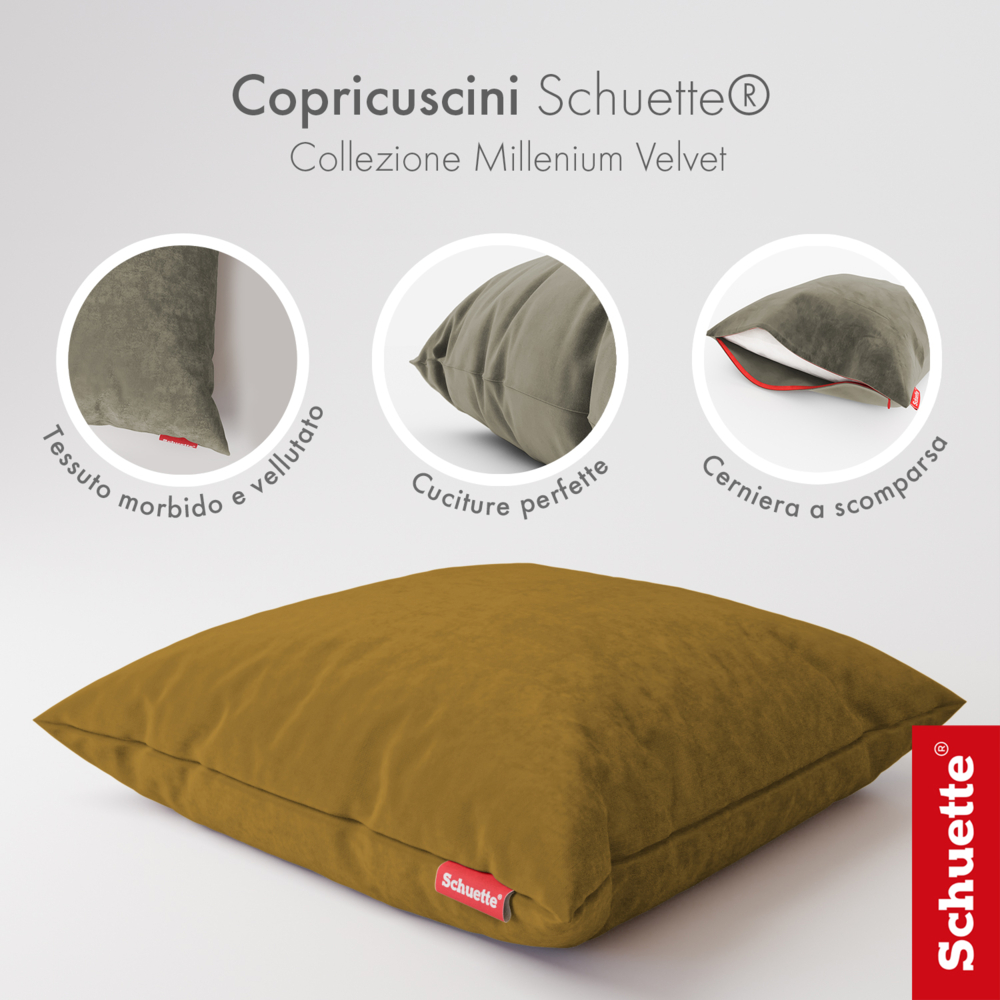 Caratteristiche delle fodere per cuscini decorativi Schuette: tessuto, cuciture e cerniera