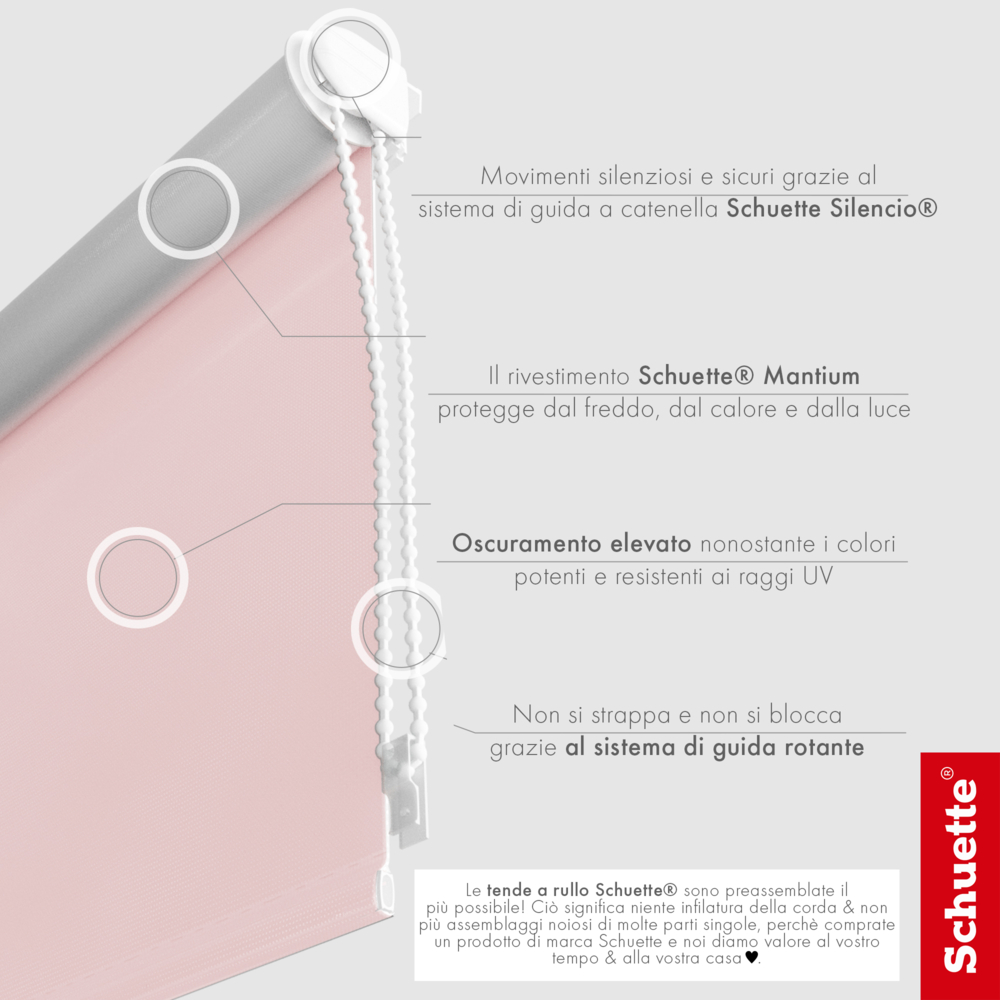 Schuette® Verdunkelungsrollo ohne Bohren & mit Bohren 2in1 nach Maß ● Kollektion Thermo Blackout: Powder Blush (Rosa) ● Profilfarbe: Weiß
