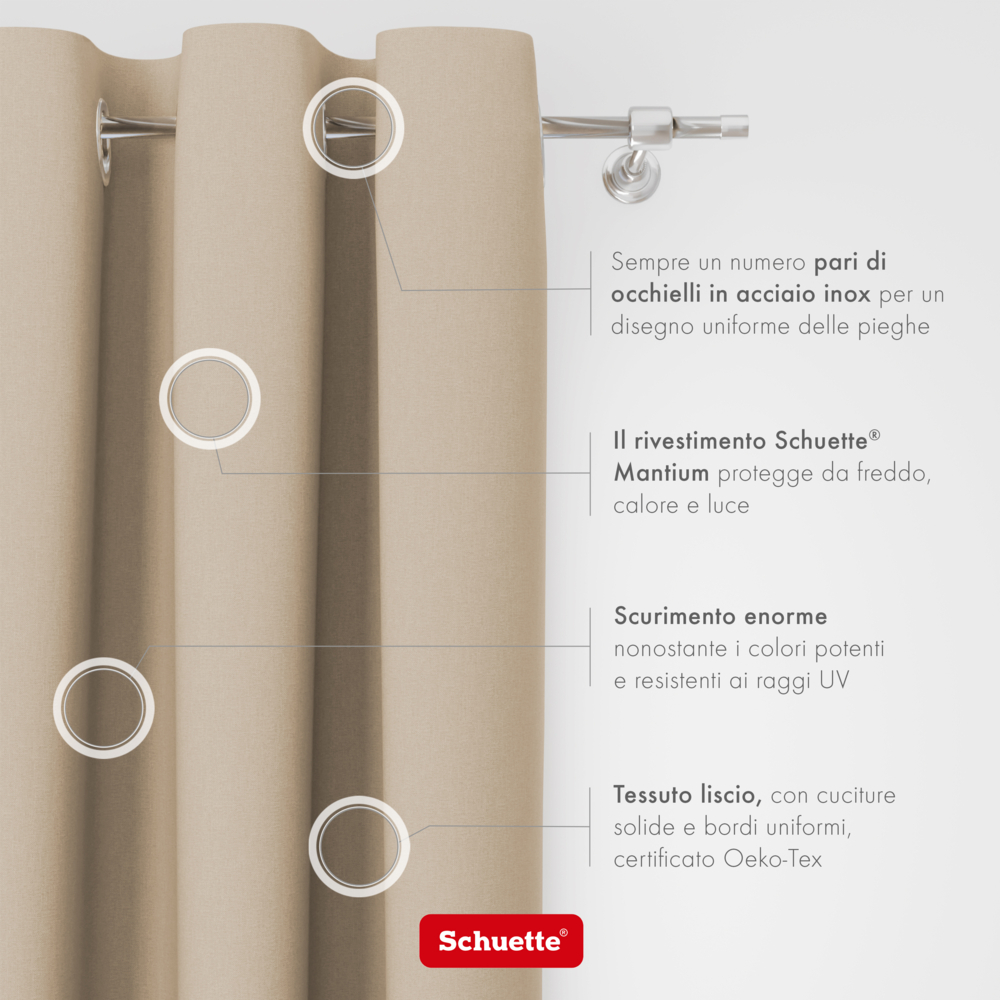 Schuette® Verdunkelungs-Vorhang Gardine mit Ösen nach Maß ● Century Black Kollektion: Safari Trail (Beige) ● 1 Stück ● Knitterfrei Pflegeleicht Thermo Blickdicht & stark Abdunkelnd