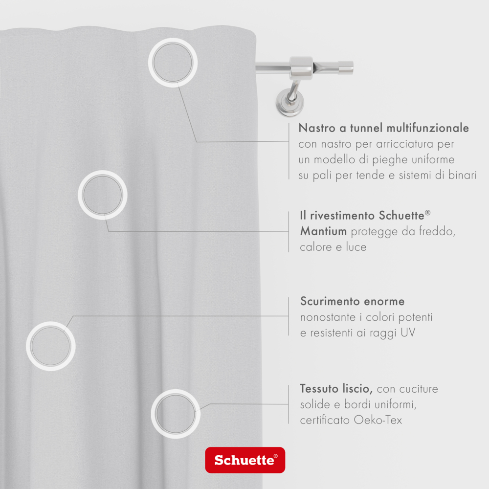 Schuette® Verdunkelungs-Vorhang Gardine mit Tunnelband nach Maß ● Century Black Kollektion: Misty White (Weiß-Grau) ● 1 Stück ● Knitterfrei Pflegeleicht Thermo Blickdicht & stark Abdunkelnd