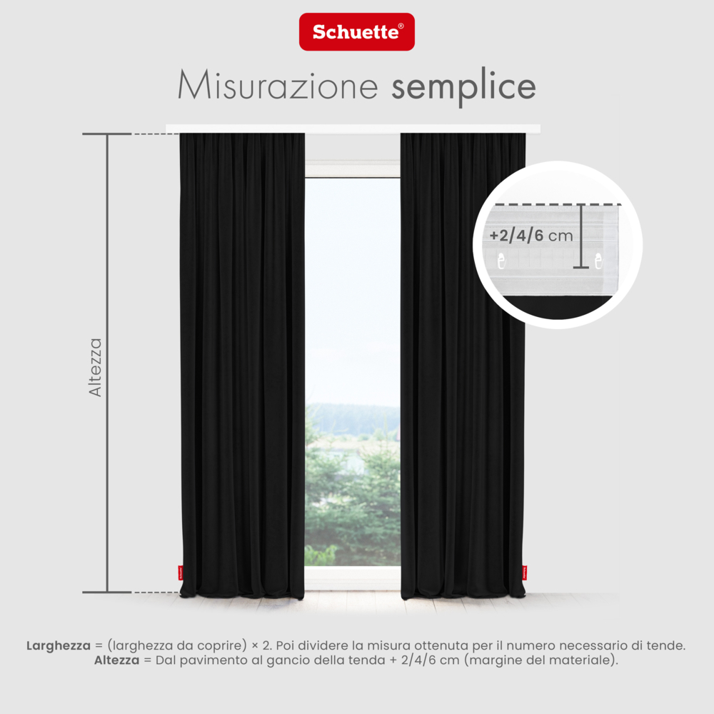 Schuette® Verdunkelungs-Vorhang Gardine mit Tunnelband nach Maß ● Millenium Velvet Kollektion: Black Swan (Schwarz) ● 1 Stück ● Knitterfrei Pflegeleicht Thermo Blickdicht & stark Abdunkelnd