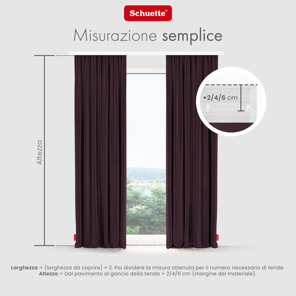 Schuette® Verdunkelungs-Vorhang Gardine mit Tunnelband nach Maß ● Millenium Velvet Kollektion: Plum (Purple) ● 1 Stück ● Knitterfrei Pflegeleicht Thermo Blickdicht & stark Abdunkelnd