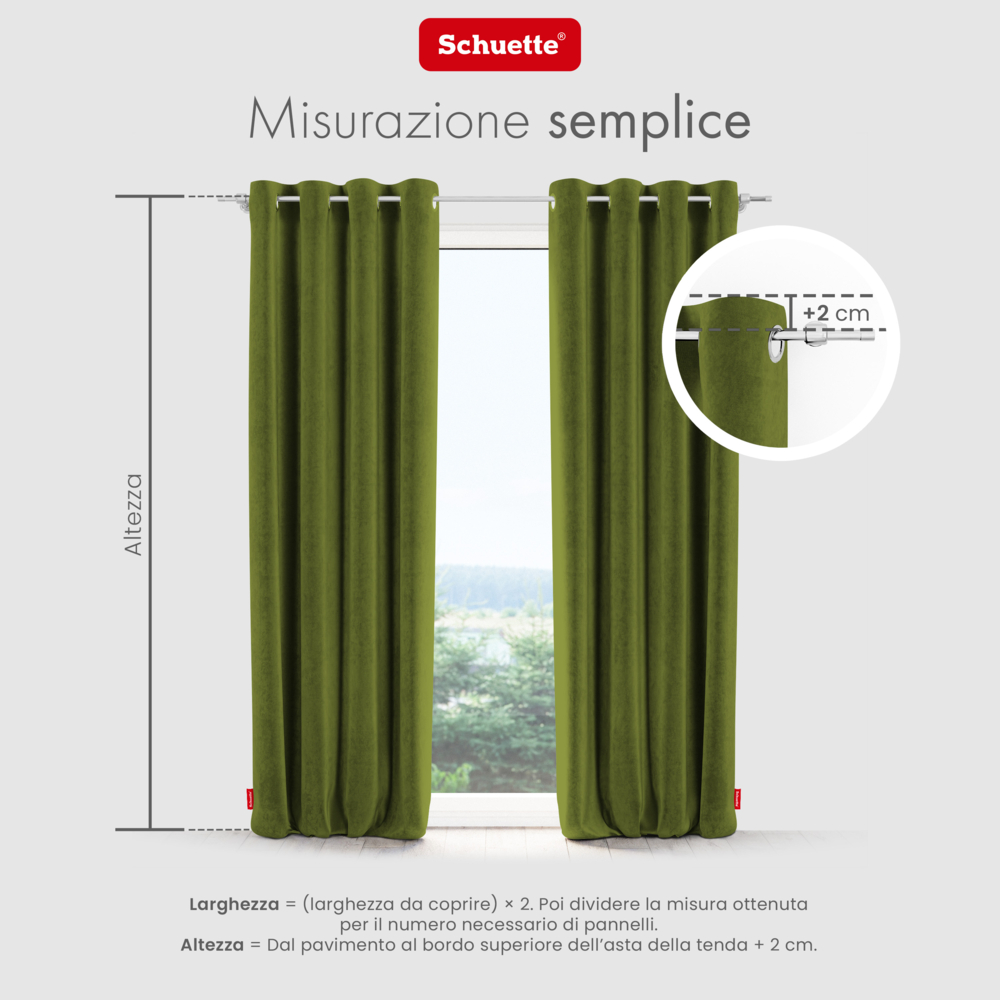 Schuette® Verdunkelungs-Vorhang Gardine mit Ösen nach Maß ● Millenium Velvet Kollektion: Olives Garden (Grün) ● 1 Stück ● Knitterfrei Pflegeleicht Thermo Blickdicht & stark Abdunkelnd