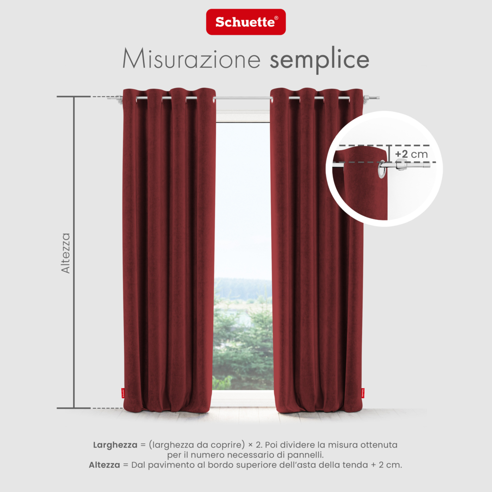 Schuette® Verdunkelungs-Vorhang Gardine mit Ösen nach Maß ● Millenium Velvet Kollektion: Carmine (Rot) ● 1 Stück ● Knitterfrei Pflegeleicht Thermo Blickdicht & stark Abdunkelnd