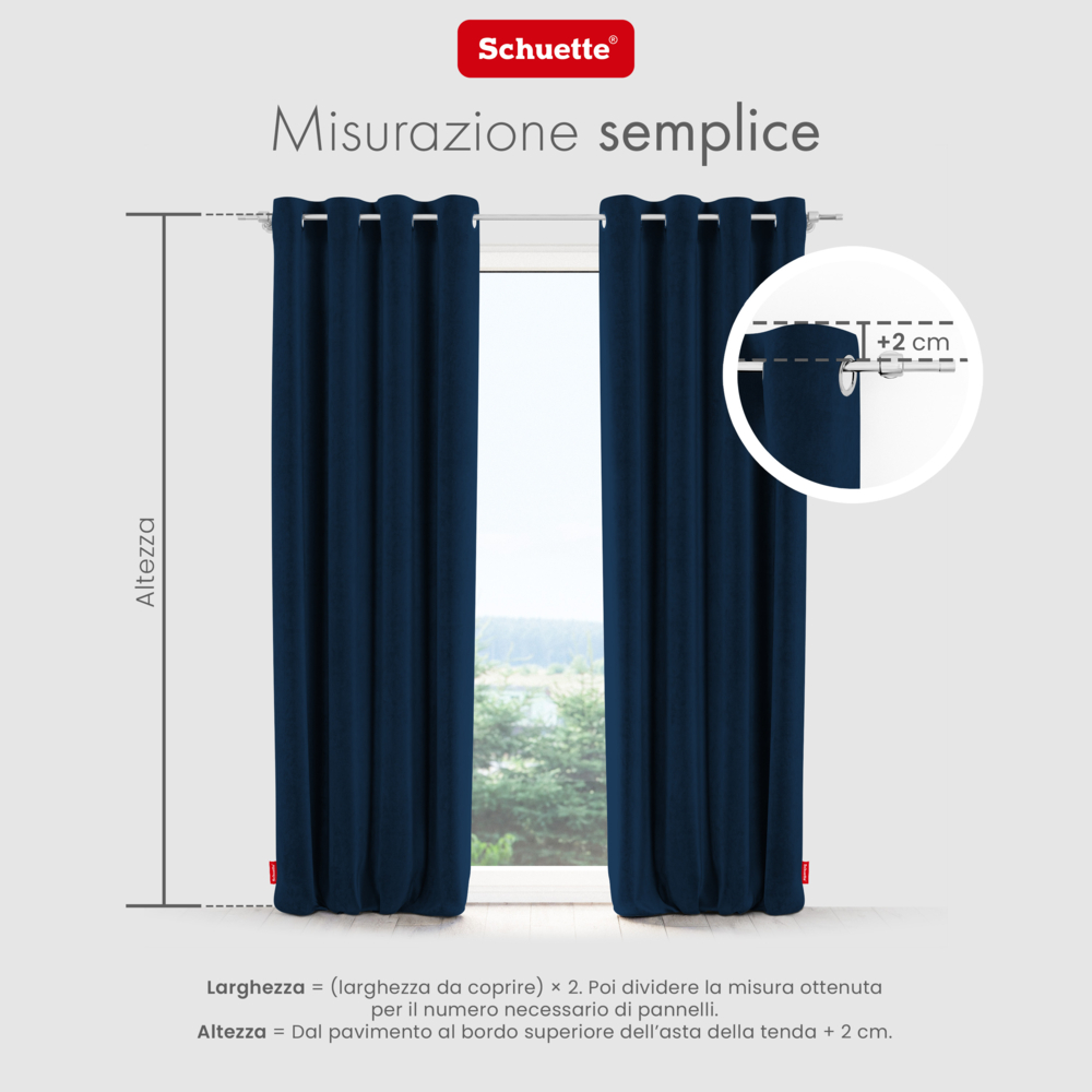 Schuette® Verdunkelungs-Vorhang Gardine mit Ösen nach Maß ● Millenium Velvet Kollektion: Royal Blue (Blau) ● 1 Stück ● Knitterfrei Pflegeleicht Thermo Blickdicht & stark Abdunkelnd