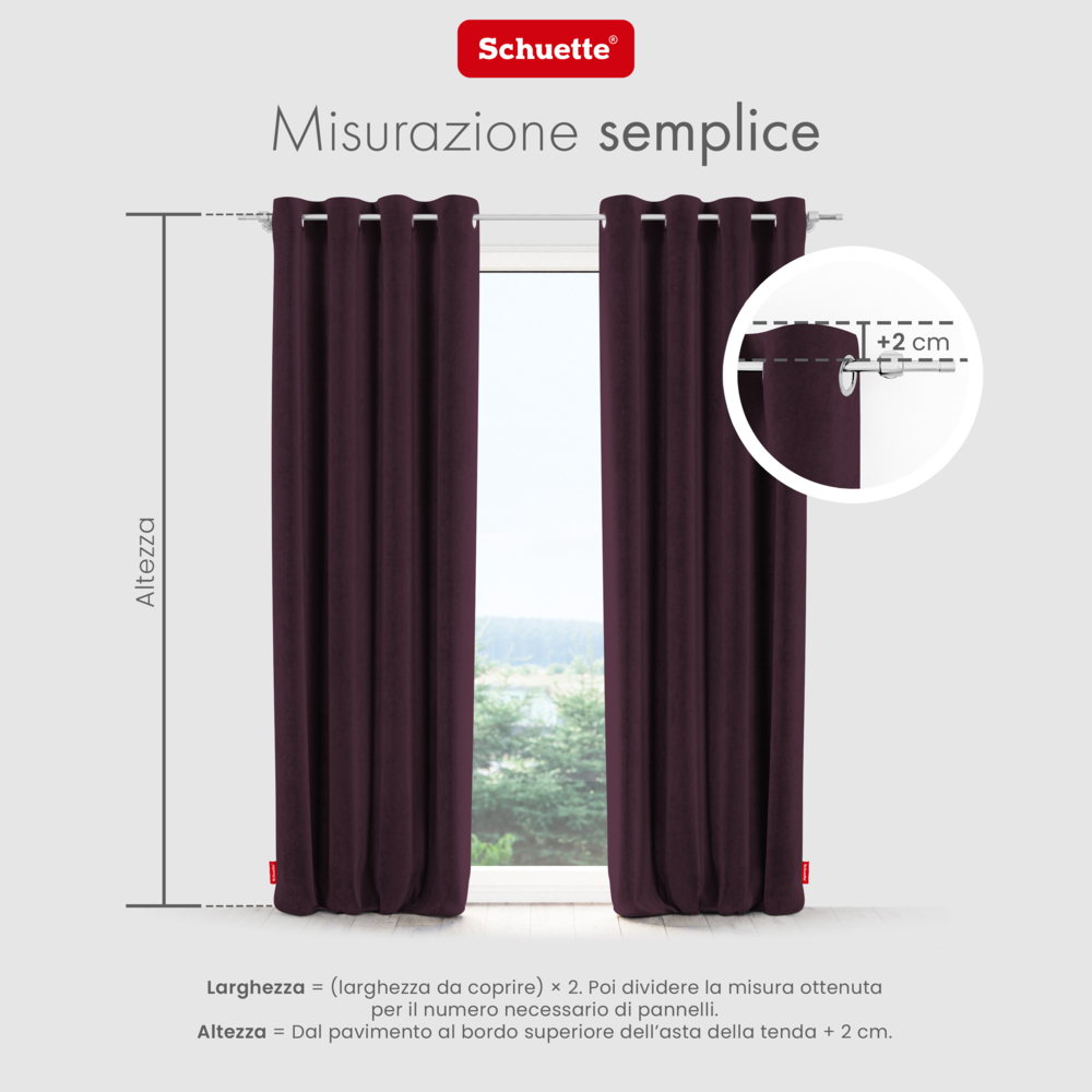 Schuette® Verdunkelungs-Vorhang Gardine mit Ösen nach Maß ● Millenium Velvet Kollektion: Plum (Purple) ● 1 Stück ● Knitterfrei Pflegeleicht Thermo Blickdicht & stark Abdunkelnd