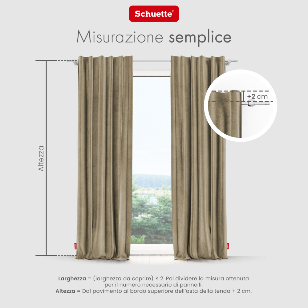 Schuette® Verdunkelungs-Vorhang Gardine mit Tunnelband nach Maß ● Millenium Velvet Kollektion: Brown Teddy (Beige) ● 1 Stück ● Knitterfrei Pflegeleicht Thermo Blickdicht & stark Abdunkelnd