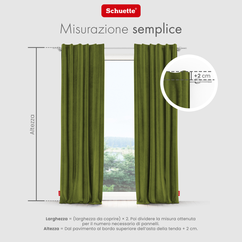 Schuette® Verdunkelungs-Vorhang Gardine mit Tunnelband nach Maß ● Millenium Velvet Kollektion: Olives Garden (Grün) ● 1 Stück ● Knitterfrei Pflegeleicht Thermo Blickdicht & stark Abdunkelnd
