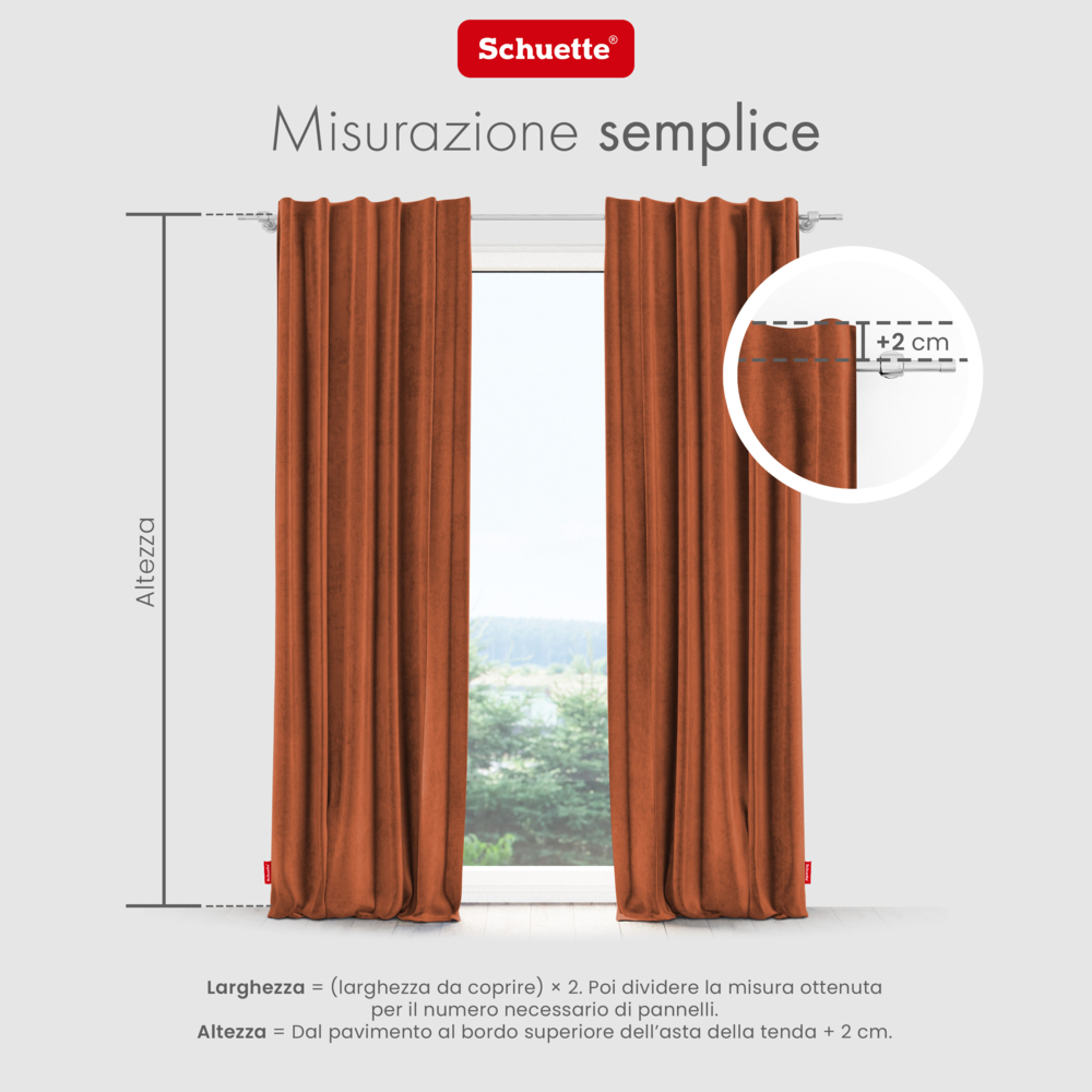 Schuette® Verdunkelungs-Vorhang Gardine mit Tunnelband nach Maß ● Millenium Velvet Kollektion: Marmalade (Orange) ● 1 Stück ● Knitterfrei Pflegeleicht Thermo Blickdicht & stark Abdunkelnd