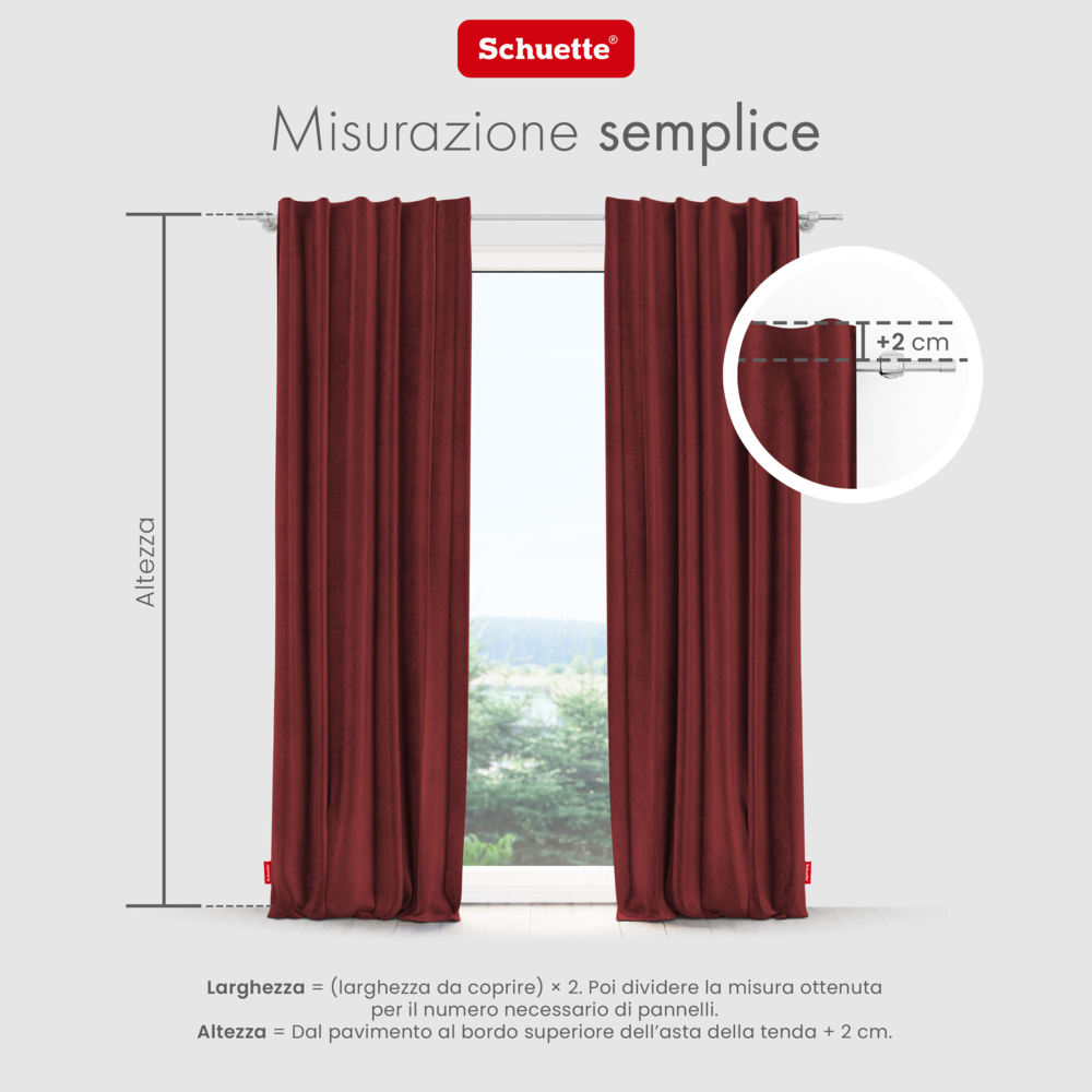 Schuette® Verdunkelungs-Vorhang Gardine mit Tunnelband nach Maß ● Millenium Velvet Kollektion: Carmine (Rot) ● 1 Stück ● Knitterfrei Pflegeleicht Thermo Blickdicht & stark Abdunkelnd