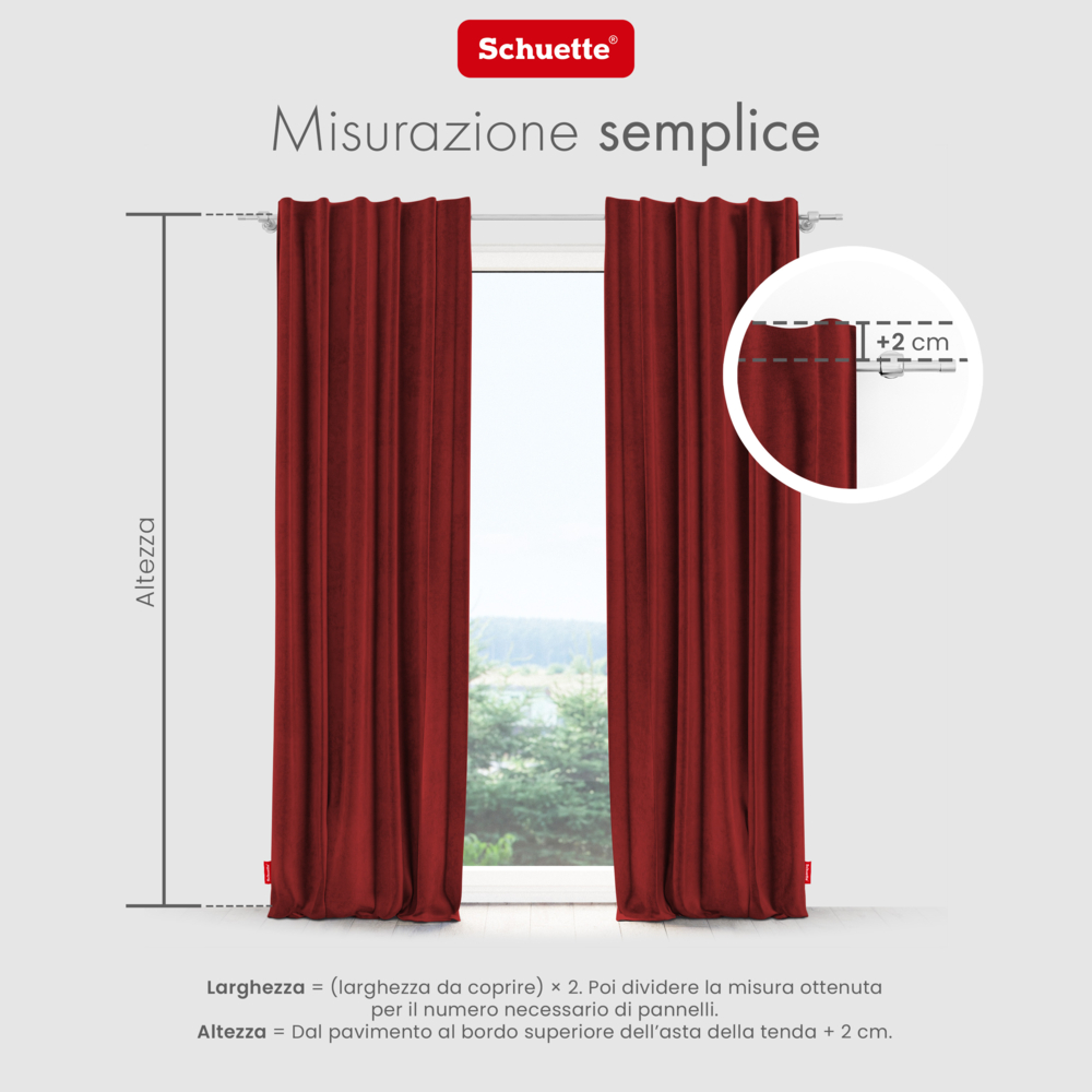 Schuette® Verdunkelungs-Vorhang Gardine mit Tunnelband nach Maß ● Millenium Velvet Kollektion: Sangria (Rot) ● 1 Stück ● Knitterfrei Pflegeleicht Thermo Blickdicht & stark Abdunkelnd