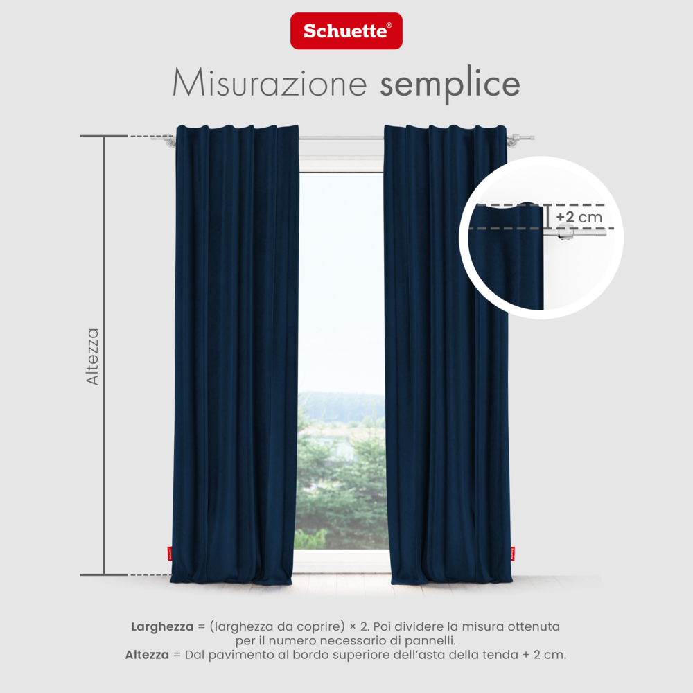 Schuette® Verdunkelungs-Vorhang Gardine mit Tunnelband nach Maß ● Millenium Velvet Kollektion: Royal Blue (Blau) ● 1 Stück ● Knitterfrei Pflegeleicht Thermo Blickdicht & stark Abdunkelnd
