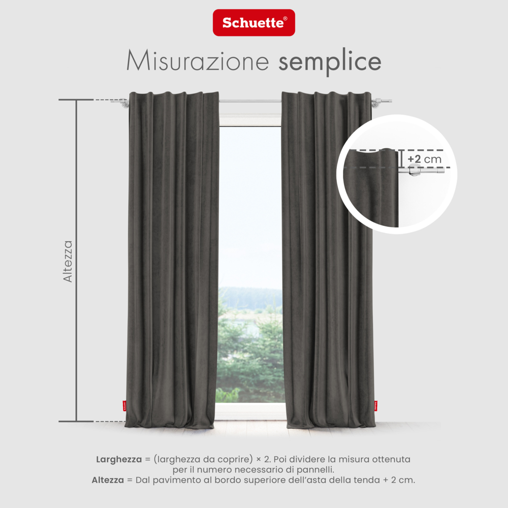 Schuette® Verdunkelungs-Vorhang Gardine mit Tunnelband nach Maß ● Millenium Velvet Kollektion: Great Wolf (Grau) ● 1 Stück ● Knitterfrei Pflegeleicht Thermo Blickdicht & stark Abdunkelnd
