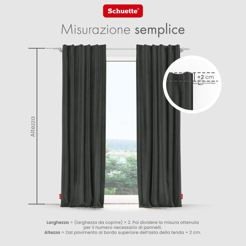 Schuette® Verdunkelungs-Vorhang Gardine mit Tunnelband nach Maß ● Millenium Velvet Kollektion: Dark Shadow (Grau) ● 1 Stück ● Knitterfrei Pflegeleicht Thermo Blickdicht & stark Abdunkelnd