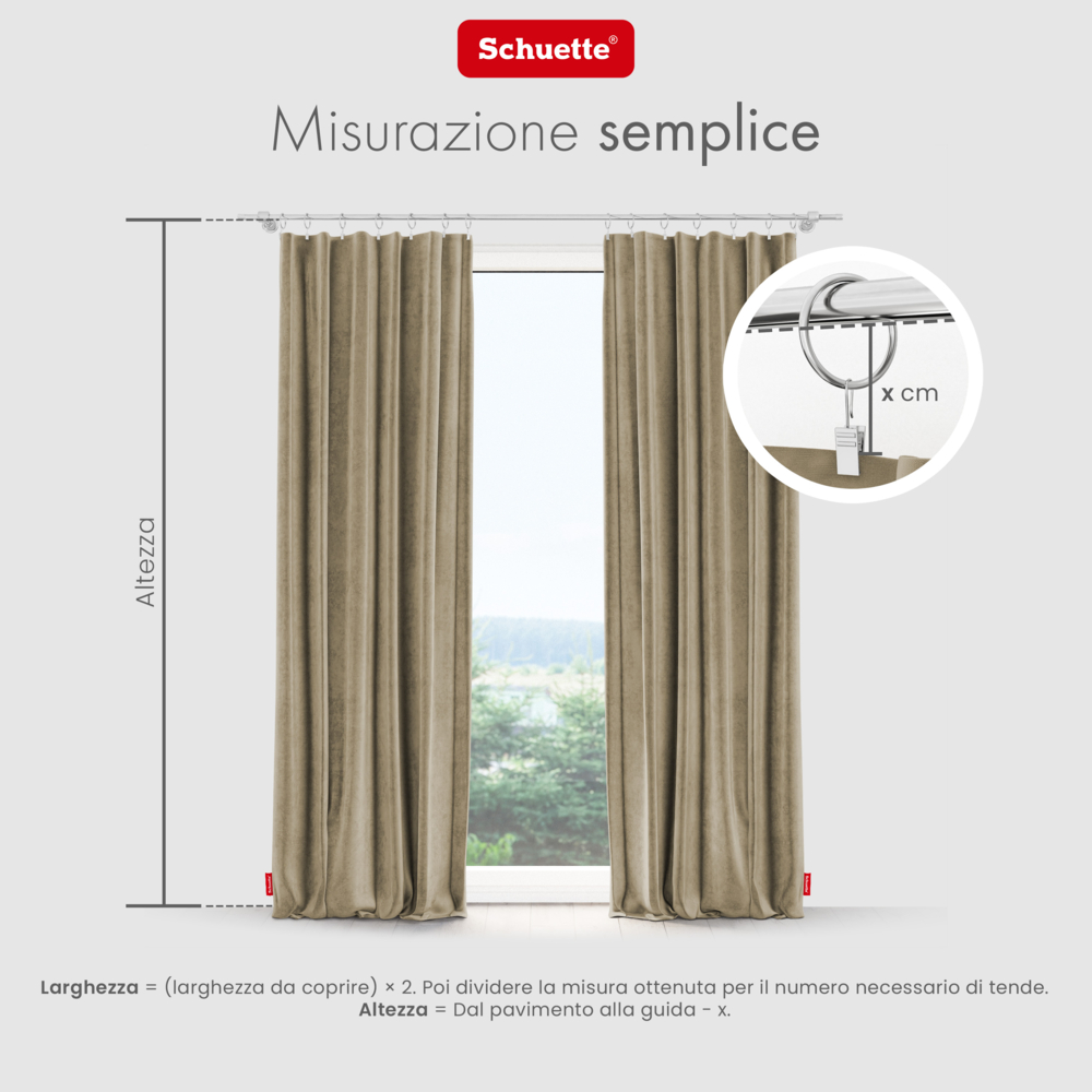 Schuette® Verdunkelungs-Vorhang Gardine mit Tunnelband nach Maß ● Millenium Velvet Kollektion: Brown Teddy (Beige) ● 1 Stück ● Knitterfrei Pflegeleicht Thermo Blickdicht & stark Abdunkelnd