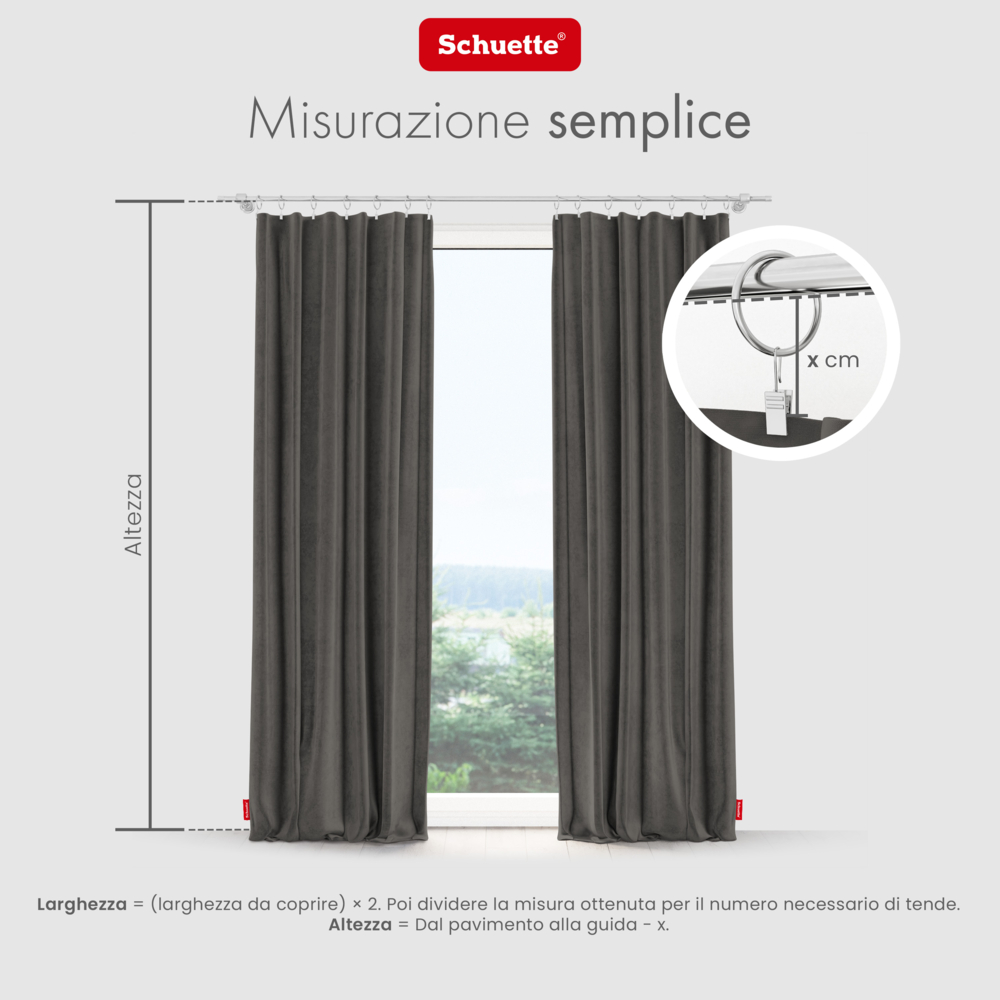 Schuette® Verdunkelungs-Vorhang Gardine mit Tunnelband nach Maß ● Millenium Velvet Kollektion: Great Wolf (Grau) ● 1 Stück ● Knitterfrei Pflegeleicht Thermo Blickdicht & stark Abdunkelnd