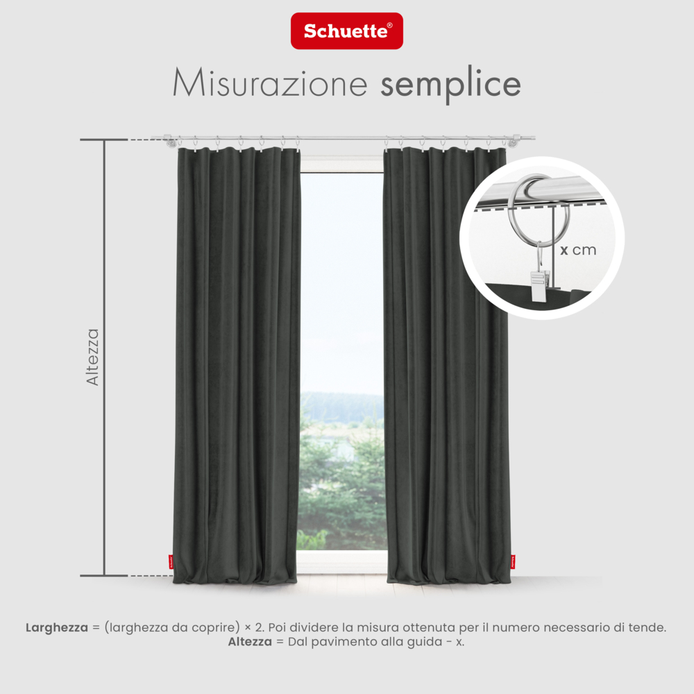 Schuette® Verdunkelungs-Vorhang Gardine mit Tunnelband nach Maß ● Millenium Velvet Kollektion: Dark Shadow (Grau) ● 1 Stück ● Knitterfrei Pflegeleicht Thermo Blickdicht & stark Abdunkelnd