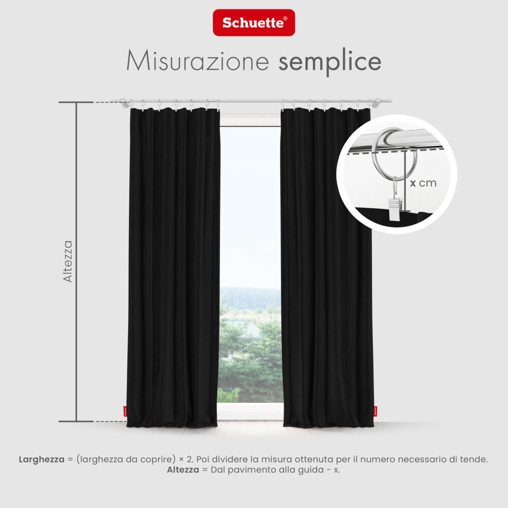 Schuette® Verdunkelungs-Vorhang Gardine mit Tunnelband nach Maß ● Millenium Velvet Kollektion: Black Swan (Schwarz) ● 1 Stück ● Knitterfrei Pflegeleicht Thermo Blickdicht & stark Abdunkelnd