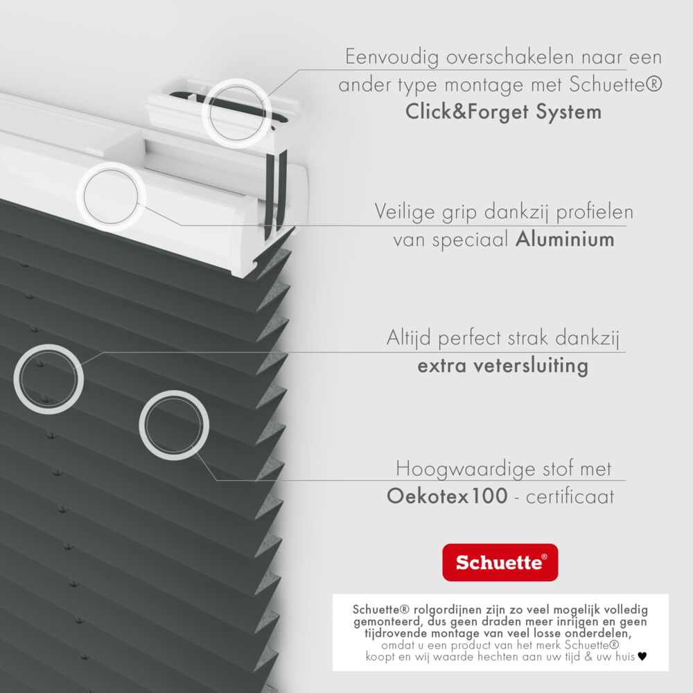 Schuette® Plissee mit Bohren nach Maß • Suprafix "Double 2in1" Schraub- & Klemmhalter • Thermo Kollektion: Before Storm (Grau) • Profilfarbe: Anthrazit