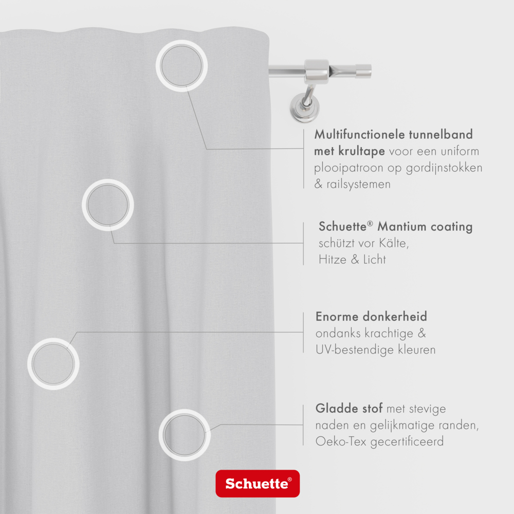 Schuette® Verdunkelungs-Vorhang Gardine mit Tunnelband nach Maß ● Century Black Kollektion: Misty White (Weiß-Grau) ● 1 Stück ● Knitterfrei Pflegeleicht Thermo Blickdicht & stark Abdunkelnd