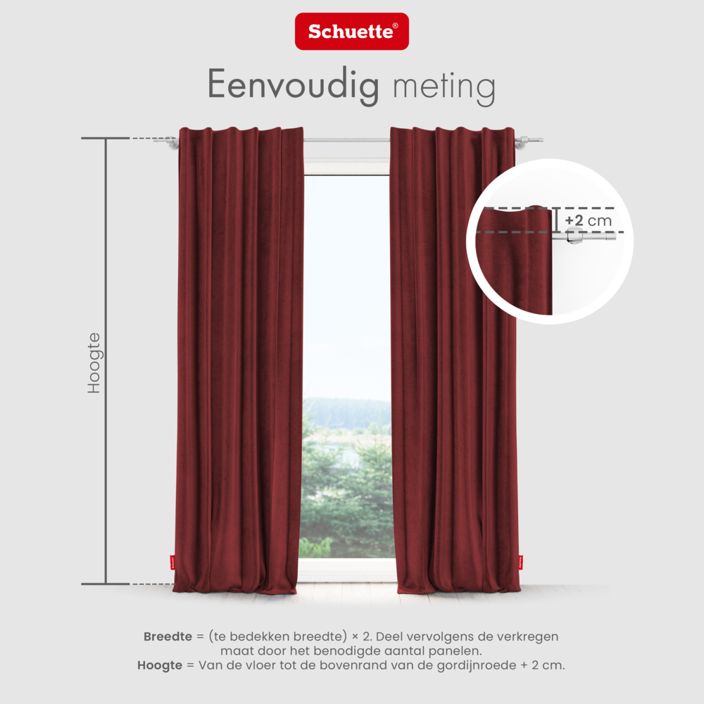 Schuette® Verdunkelungs-Vorhang Gardine mit Tunnelband nach Maß ● Millenium Velvet Kollektion: Carmine (Rot) ● 1 Stück ● Knitterfrei Pflegeleicht Thermo Blickdicht & stark Abdunkelnd