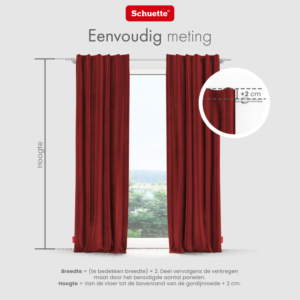 Schuette® Verdunkelungs-Vorhang Gardine mit Tunnelband nach Maß ● Millenium Velvet Kollektion: Sangria (Rot) ● 1 Stück ● Knitterfrei Pflegeleicht Thermo Blickdicht & stark Abdunkelnd