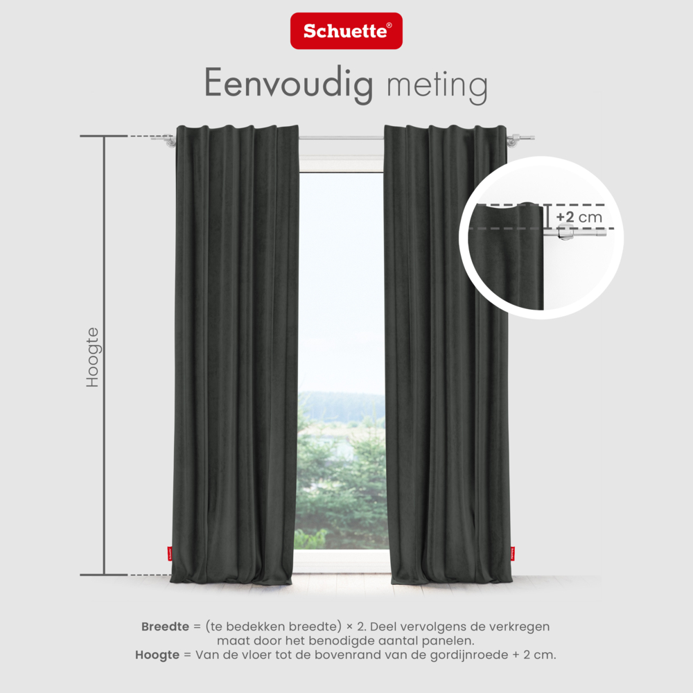 Schuette® Verdunkelungs-Vorhang Gardine mit Tunnelband nach Maß ● Millenium Velvet Kollektion: Dark Shadow (Grau) ● 1 Stück ● Knitterfrei Pflegeleicht Thermo Blickdicht & stark Abdunkelnd