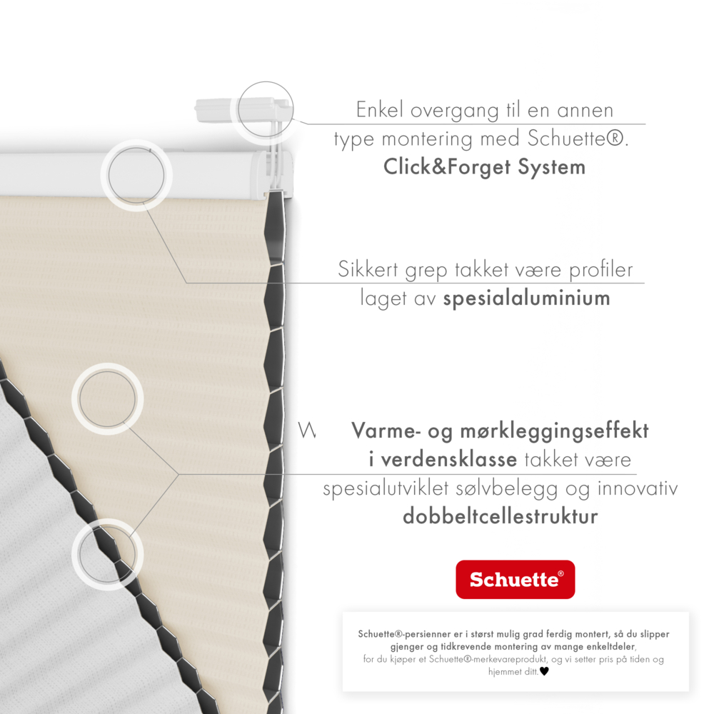 Schuette® Wabenplissee mit Bohren nach Maß • Suprafix "Double 2in1" Schraub- & Klemmhalter • Honey Kollektion: Calm Coast (Beige) • Profilfarbe: Silber