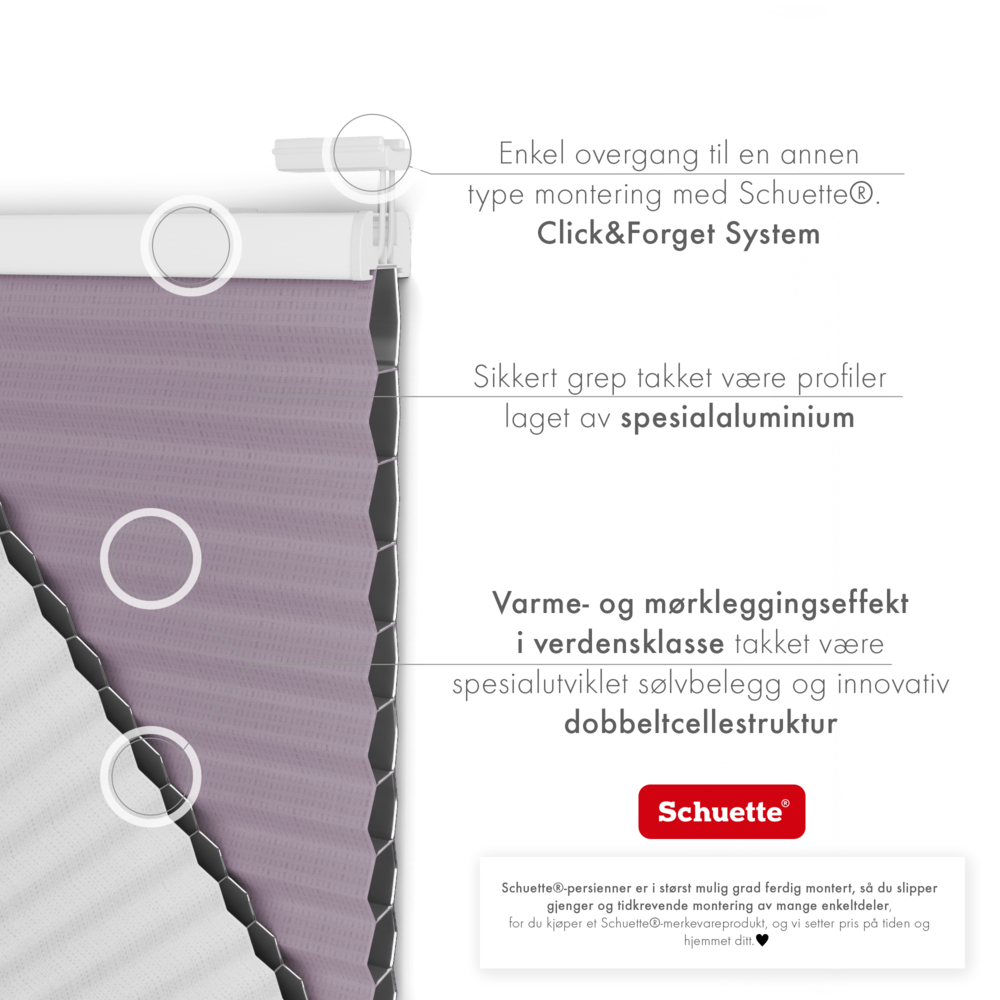 Egenskaper ved lystett stoff i Schuette honeycomb-plisségardiner