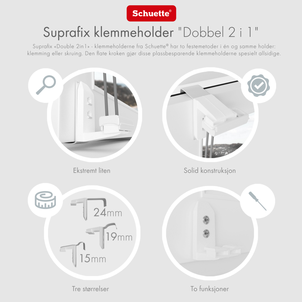 Schuette® Plissee mit Bohren nach Maß • Suprafix "Double 2in1" Schraub- & Klemmhalter • Dolomite Kollektion: Cold Morning (Grau) • Profilfarbe: Weiß