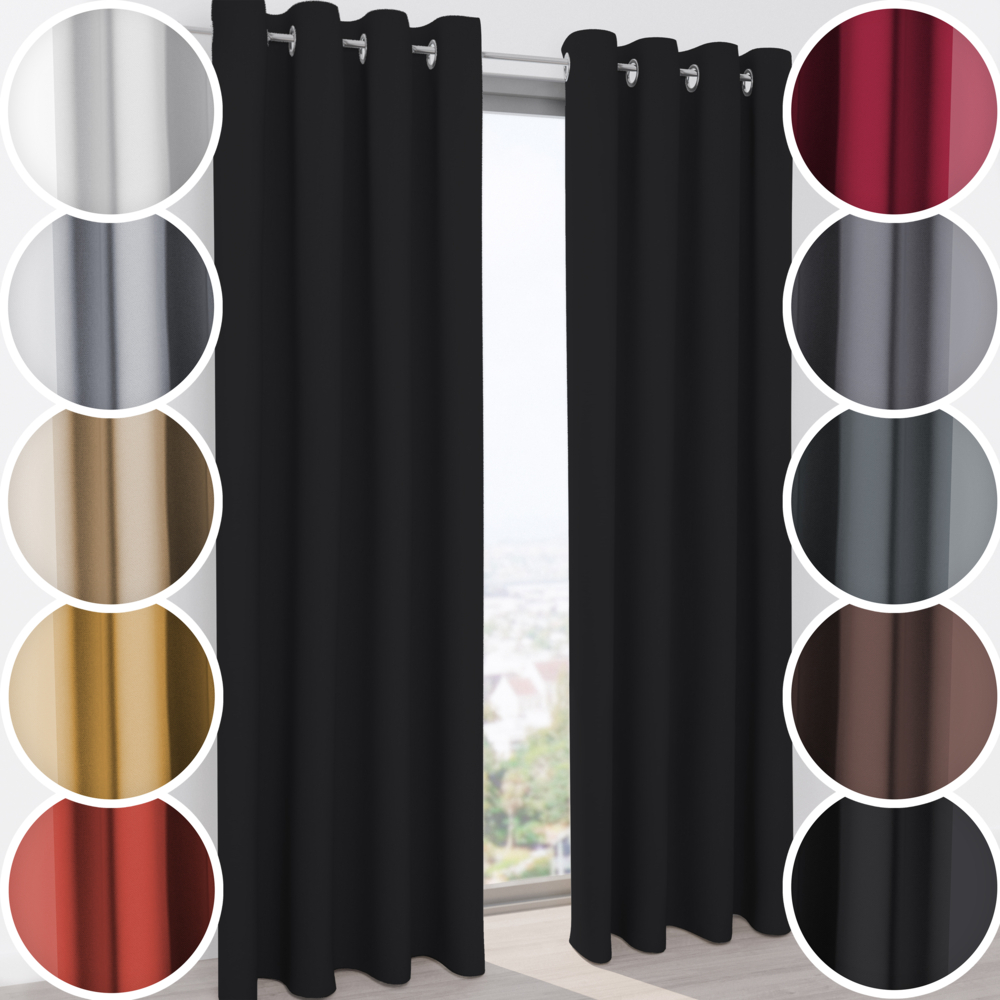 Schuette® Verdunkelungs-Vorhang Gardine mit Ösen nach Maß ● Century Black Kollektion: Raven Feather (Schwarz) ● 1 Stück ● Knitterfrei Pflegeleicht Thermo Blickdicht & stark Abdunkelnd