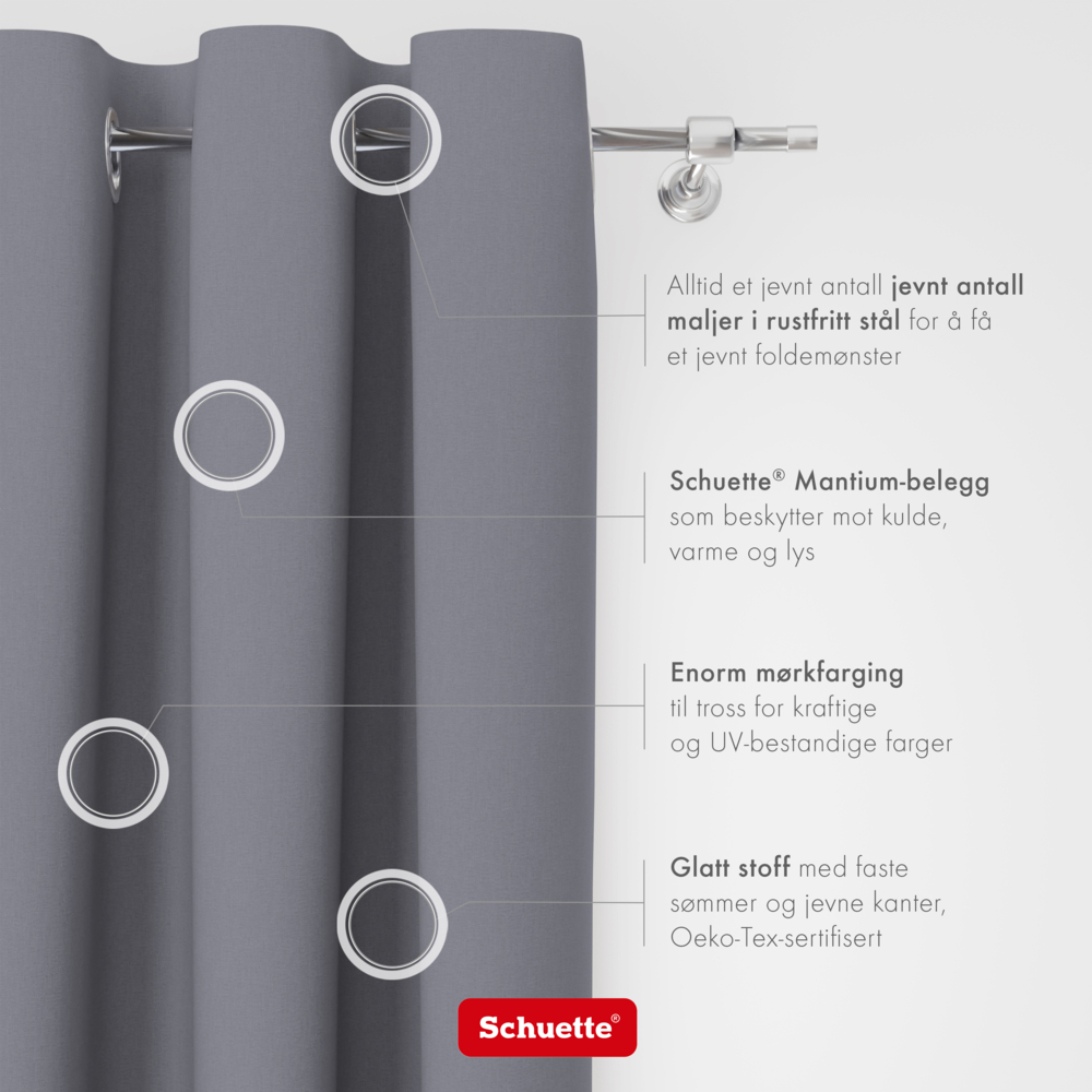 Schuette® Verdunkelungs-Vorhang Gardine mit Ösen nach Maß ● Century Black Kollektion: Misty Harbor (Grau) ● 1 Stück ● Knitterfrei Pflegeleicht Thermo Blickdicht & stark Abdunkelnd