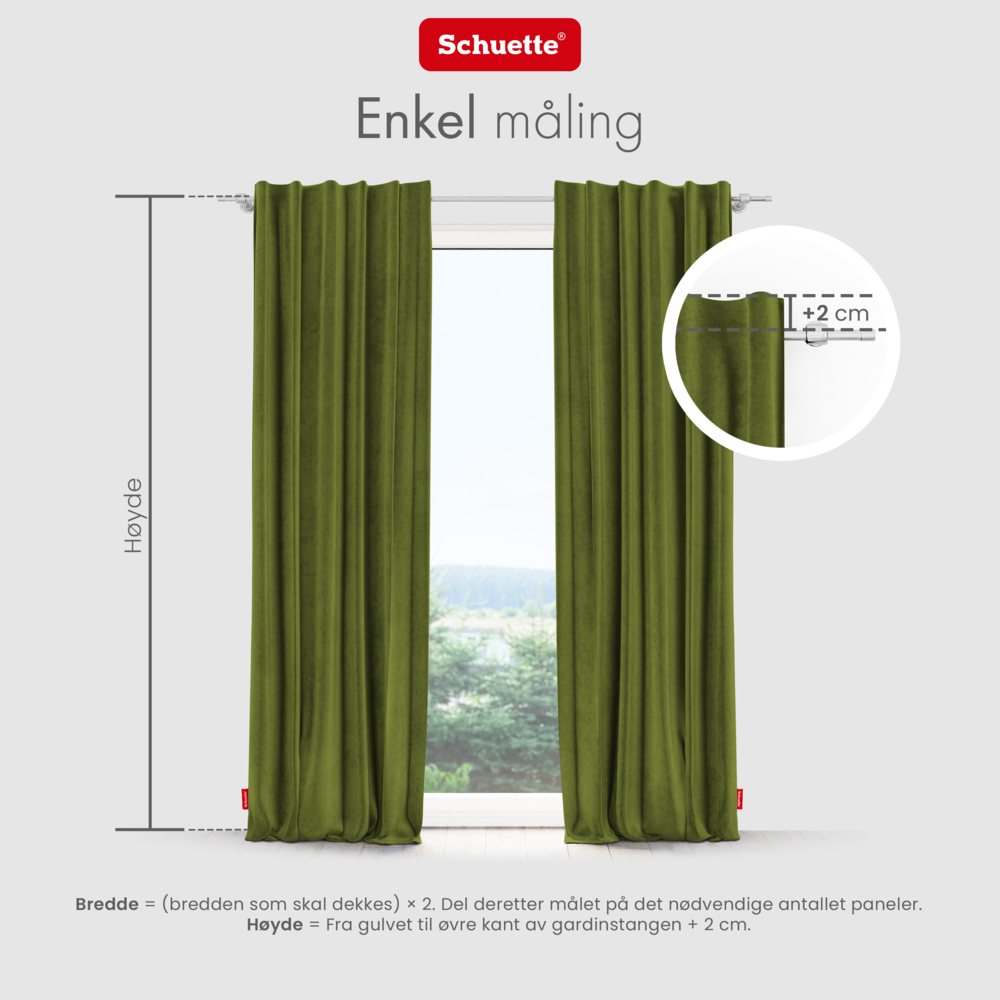 Schuette® Verdunkelungs-Vorhang Gardine mit Tunnelband nach Maß ● Millenium Velvet Kollektion: Olives Garden (Grün) ● 1 Stück ● Knitterfrei Pflegeleicht Thermo Blickdicht & stark Abdunkelnd