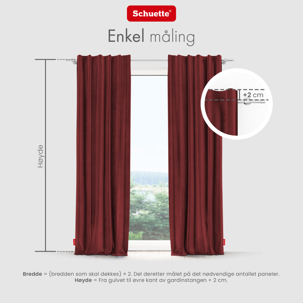 Schuette® Verdunkelungs-Vorhang Gardine mit Tunnelband nach Maß ● Millenium Velvet Kollektion: Carmine (Rot) ● 1 Stück ● Knitterfrei Pflegeleicht Thermo Blickdicht & stark Abdunkelnd