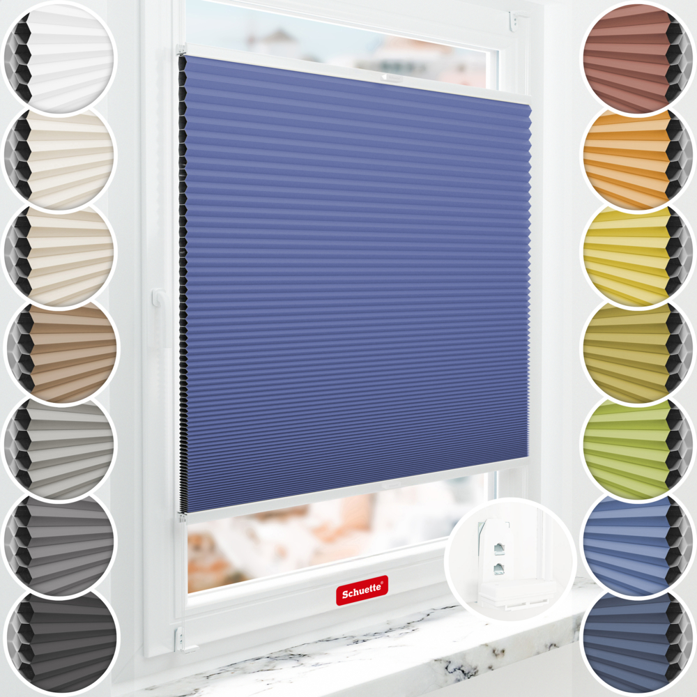 Schuette thermal blackout honeycomb blinds fitted to a window without drilling