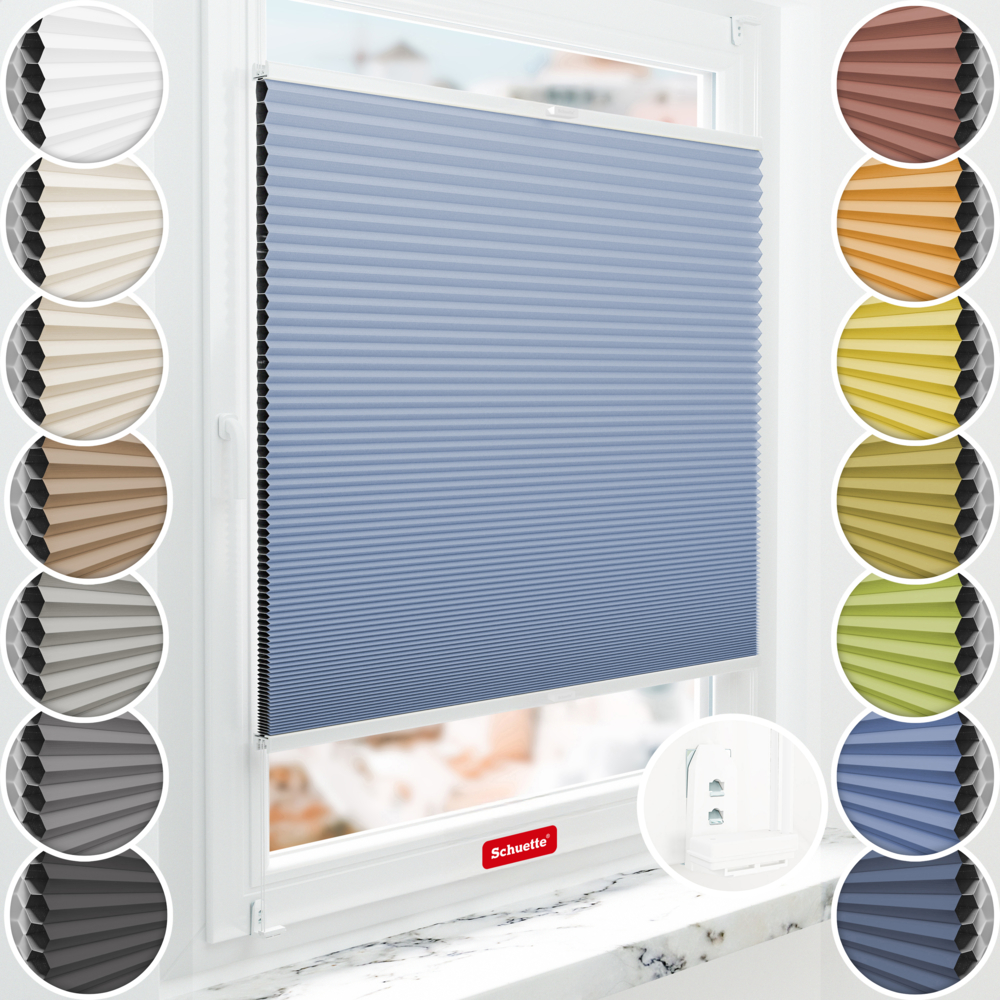Schuette thermal blackout honeycomb blinds fitted to a window without drilling