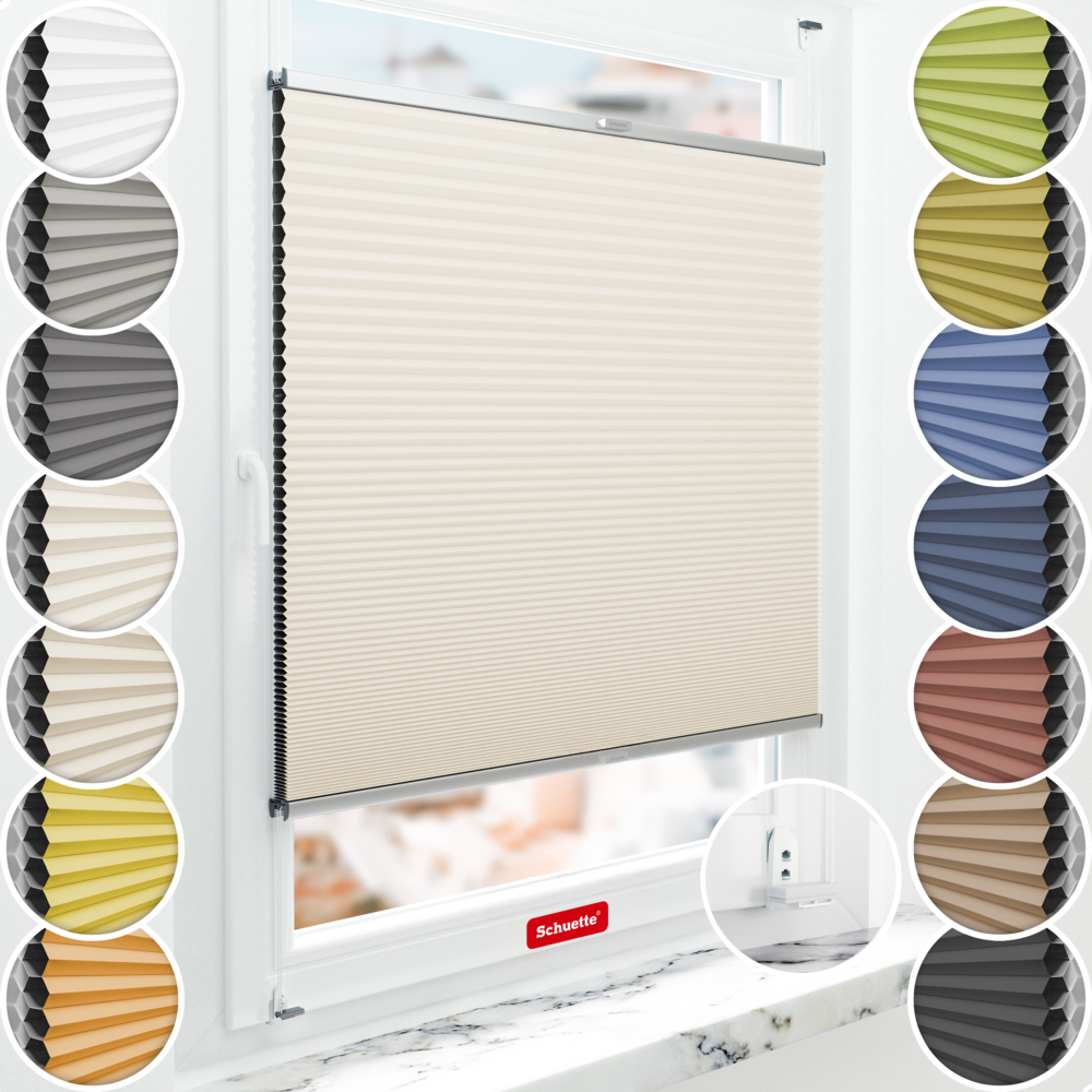 Schuette Wabenplissee Verdunkelung Thermo ohne Bohren am Fenster