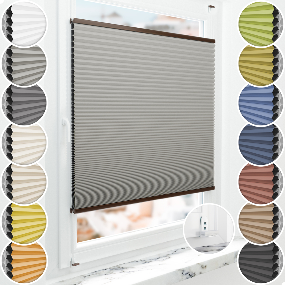 Schuette Wabenplissee Verdunkelung Thermo ohne Bohren am Fenster