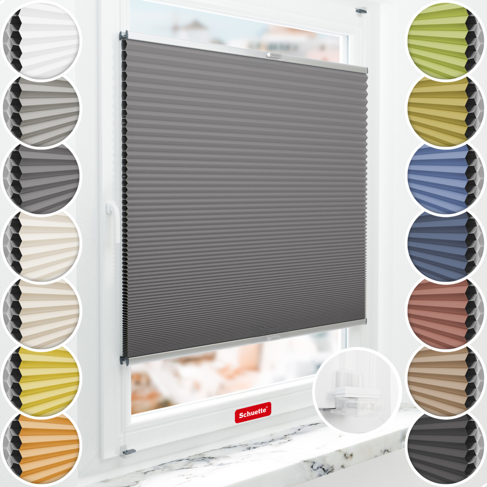Schuette Wabenplissee Verdunkelung Thermo ohne Bohren am Fenster
